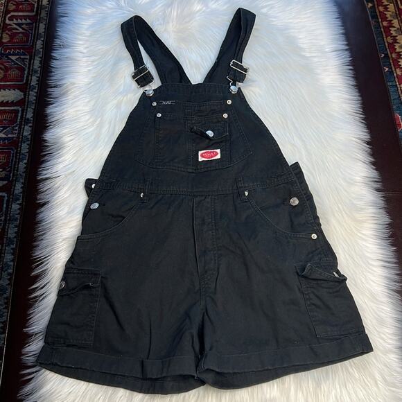Revolt Jeans Denim - Revolt Black Denim Overall Shorts